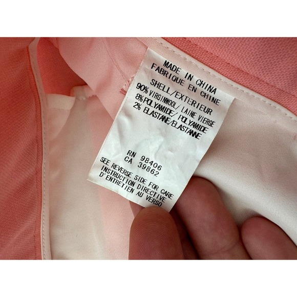THEORY Sienna Pants Womens 6 Cropped wool-twill tapered Salmon Pink Read - Picture 8 of 11